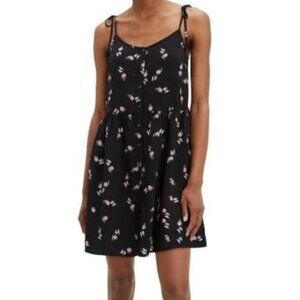 Levis Black Tie Strap Baby Doll Dress Island Pink Sunset Size XL